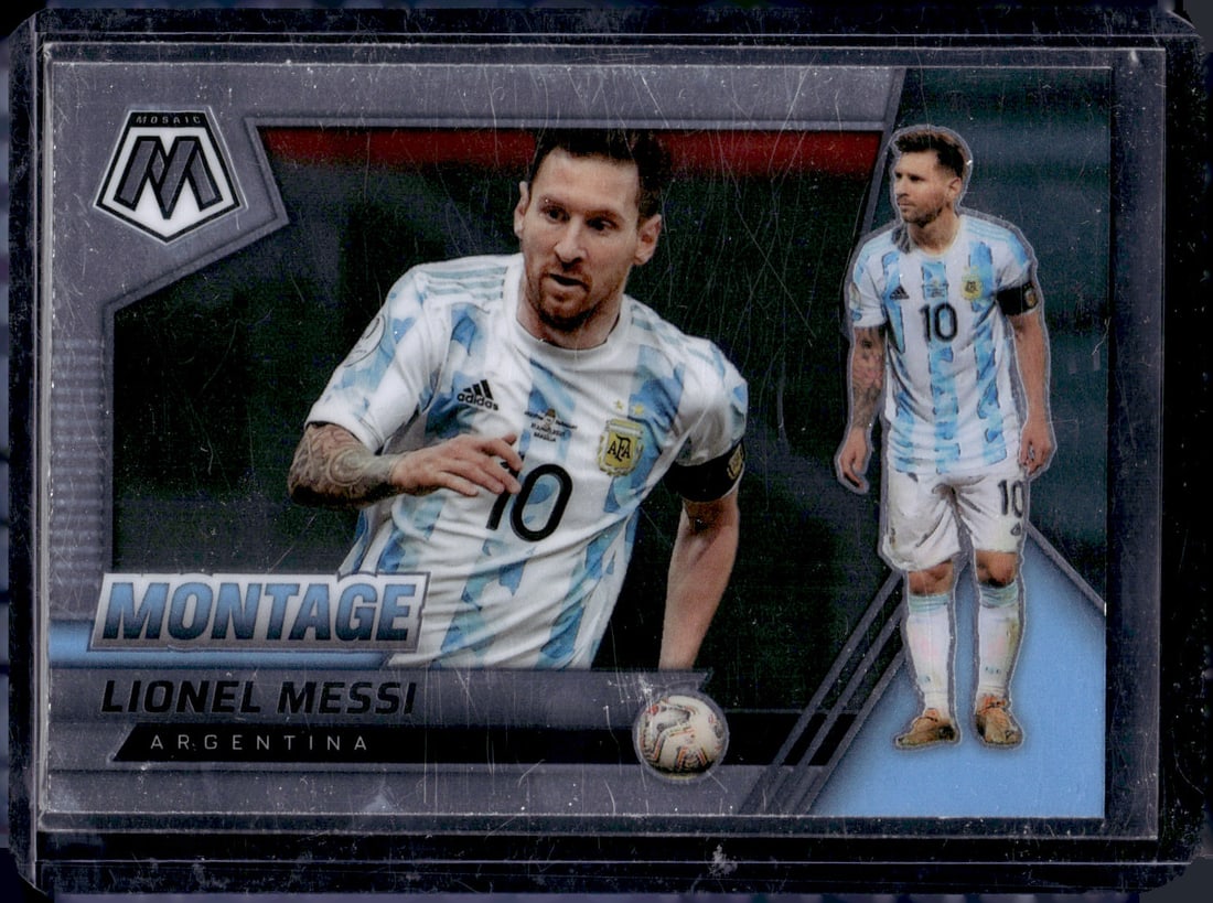 Lionel Messi Montage 2021-22 Panini Mosaic Fifa Road to the World Cup #10: Lionel Messi Montage 2021-22 Panini Mosaic Fifa Road to the World Cup #10