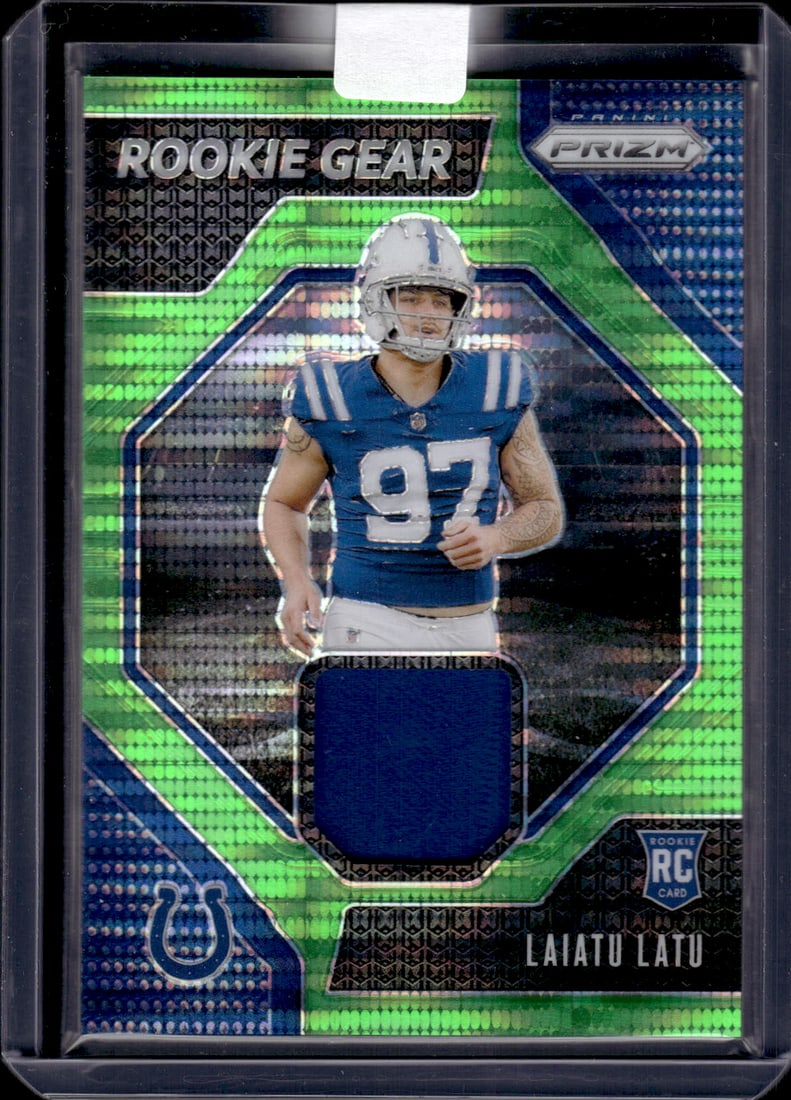 Laiatu Latu Neon Green Pulsar Prizm RC Patch 2024 Panini Prizm #RG-LLU: Laiatu Latu Neon Green Pulsar Prizm RC Patch 2024 Panini Prizm #RG-LLU