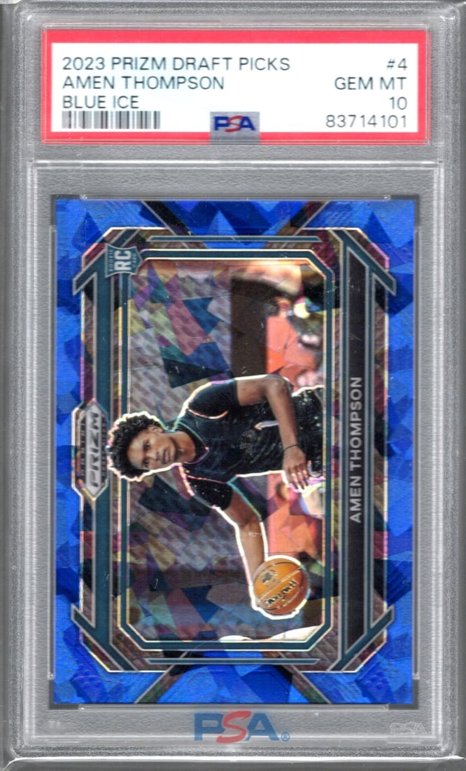 Amen Thompson Blue Cracked Ice RC /99 2023 Panini Prizm Draft Picks #4 PSA 10 (1 of 2)