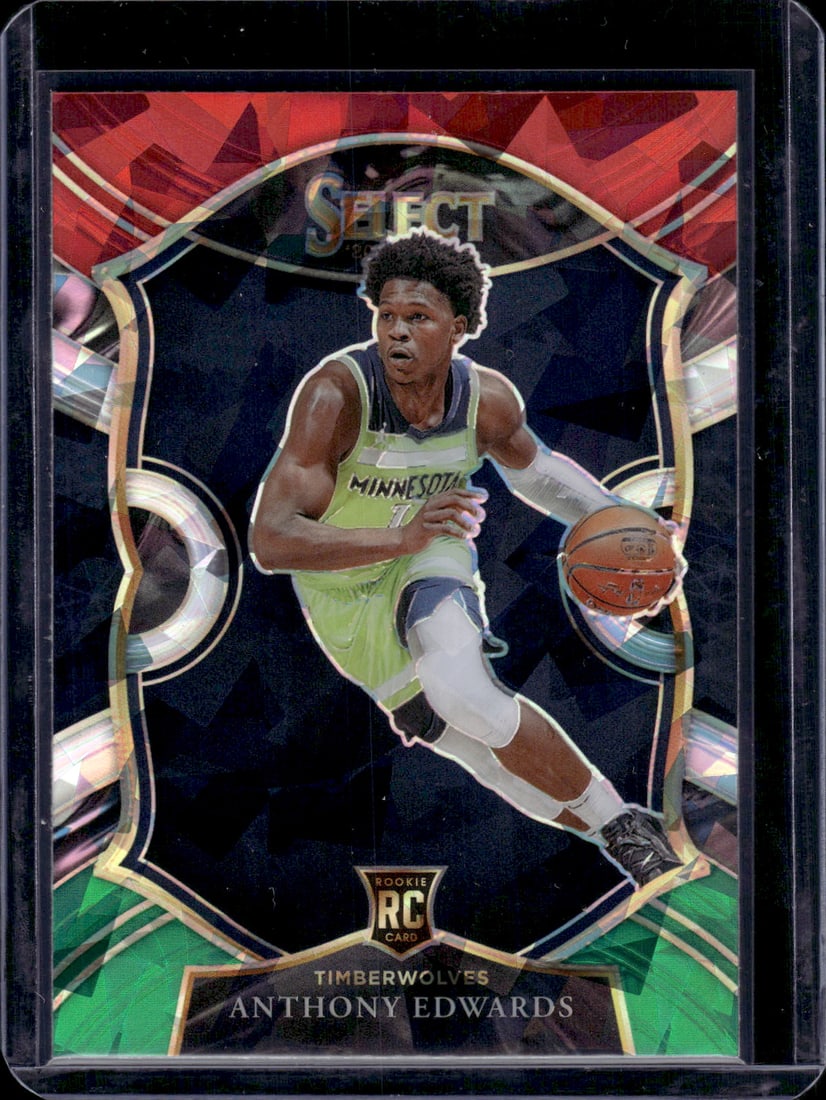 Anthony Edwards Red/White/Green Cracked Ice RC 2020-21 Panini Select #61 (1 of 2)