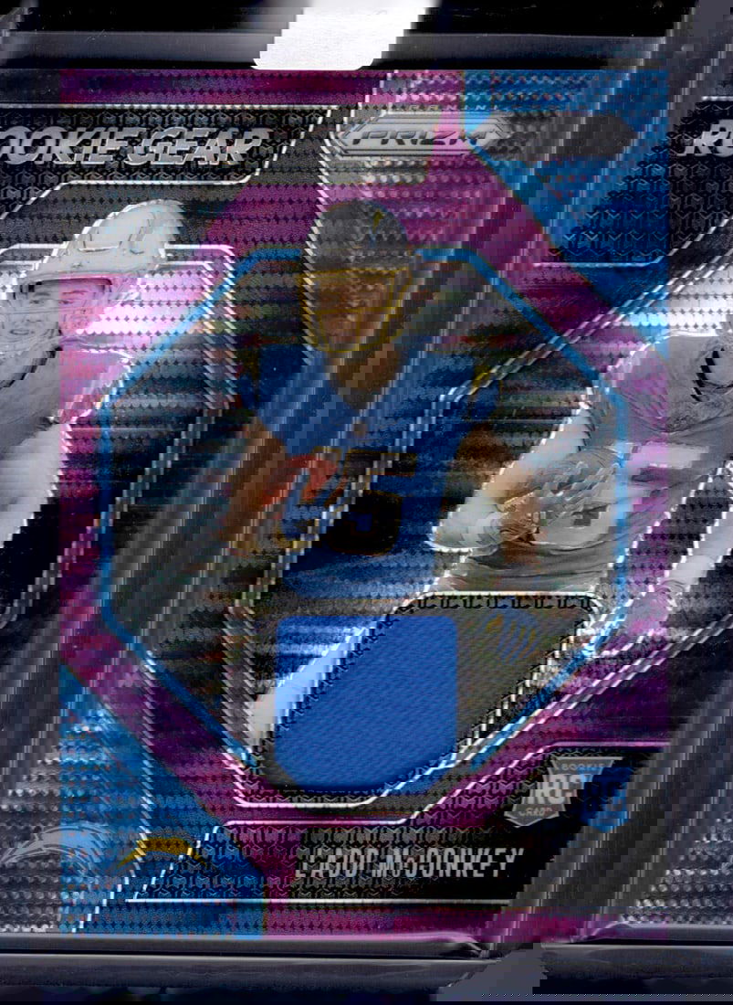 Ladd McConkey Purple Pulsar Prizm RC Patch 2024 Panini Prizm #RG-LMY: Ladd McConkey Purple Pulsar Prizm RC Patch 2024 Panini Prizm #RG-LMY