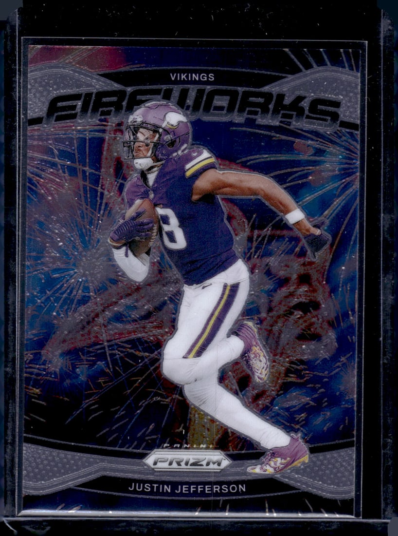 Justin Jefferson Fireworks 2024 Panini Prizm #8: Justin Jefferson Fireworks 2024 Panini Prizm #8