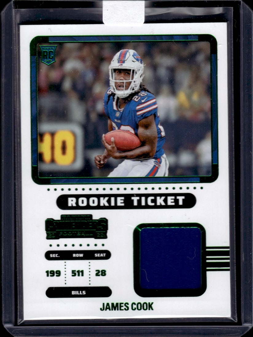 James Cook Emerald Rookie Ticket Patch 2022 Panini Contenders #RTS-JCO (1 of 2)