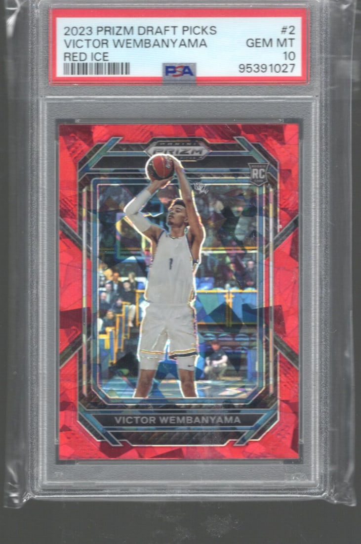 Victor Wembanyama PSA 10 Rookie Card Red Cracked Ice 2023 Panini Prizm Draft Picks #2 (1 of 2)
