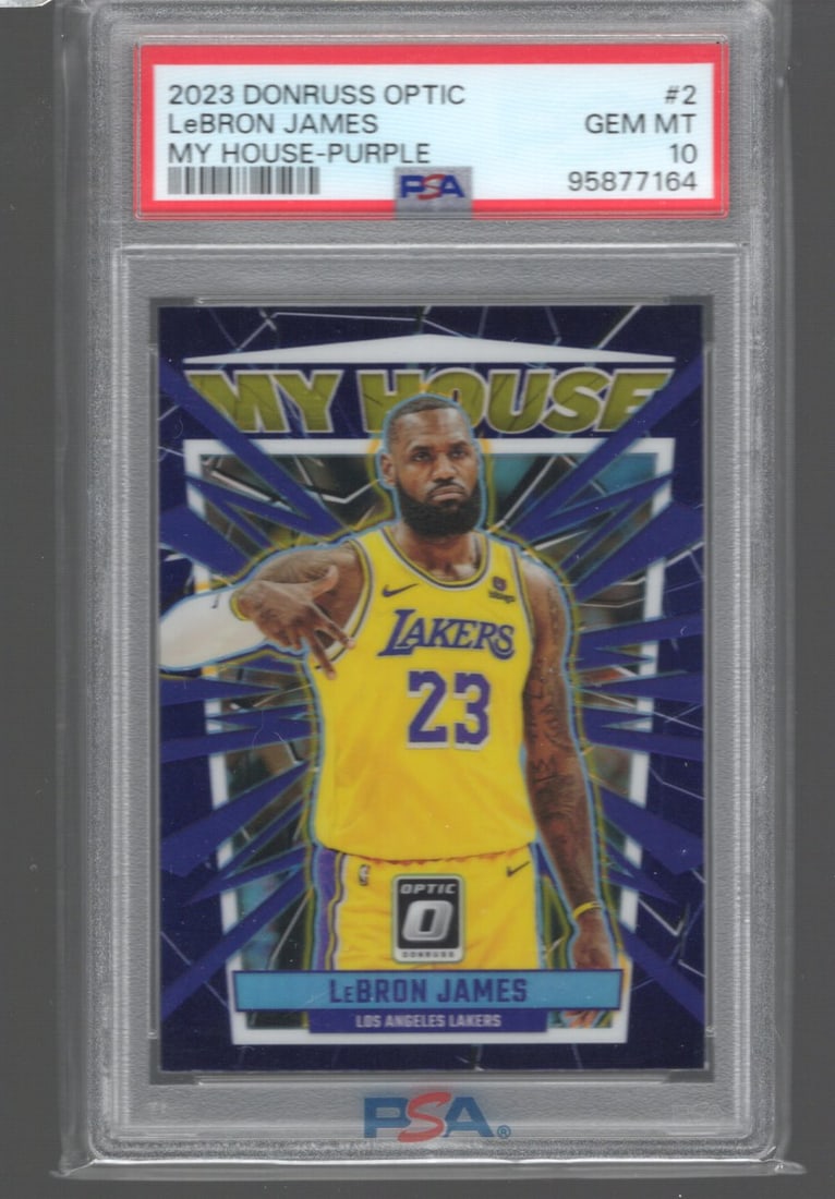 LeBron James My House Purple Prizm 2023-24 Donruss Optic #2 PSA 10 (1 of 2)