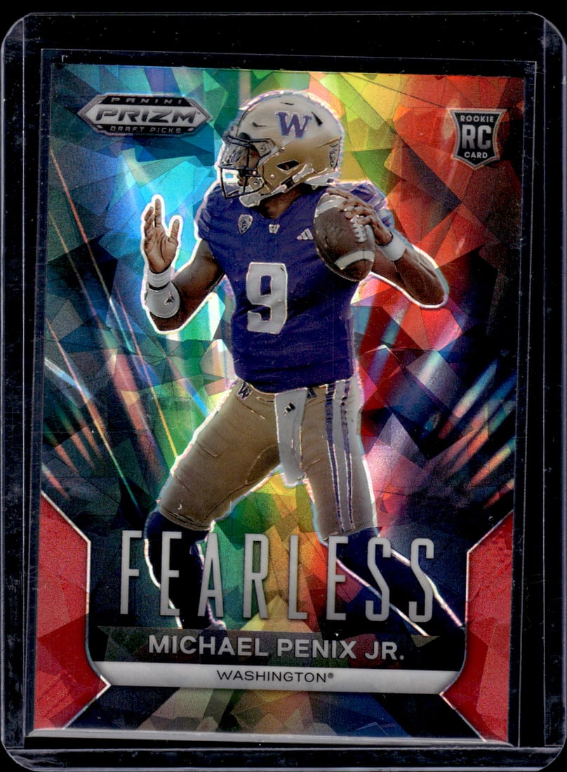 Michael Penix Jr. Fearless Red Cracked Ice RC 2024 Panini Prizm Draft Picks #F-MPJ: Michael Penix Jr. Fearless Red Cracked Ice RC 2024 Panini Prizm Draft Picks #F-MPJ