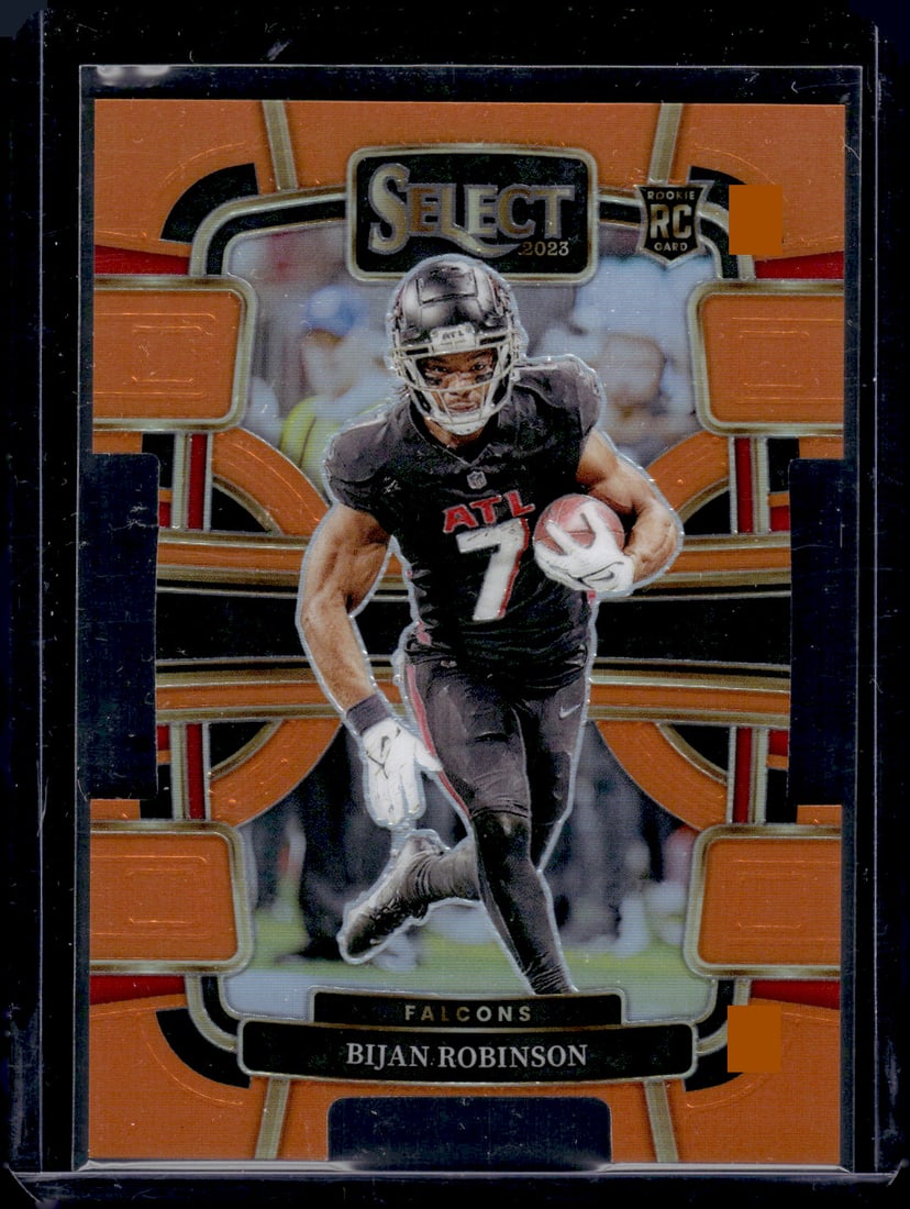 Bijan Robinson Orange Prizm Die Cut RC /499 2023 Panini Select #4: Bijan Robinson Orange Prizm Die Cut RC /499 2023 Panini Select #4
