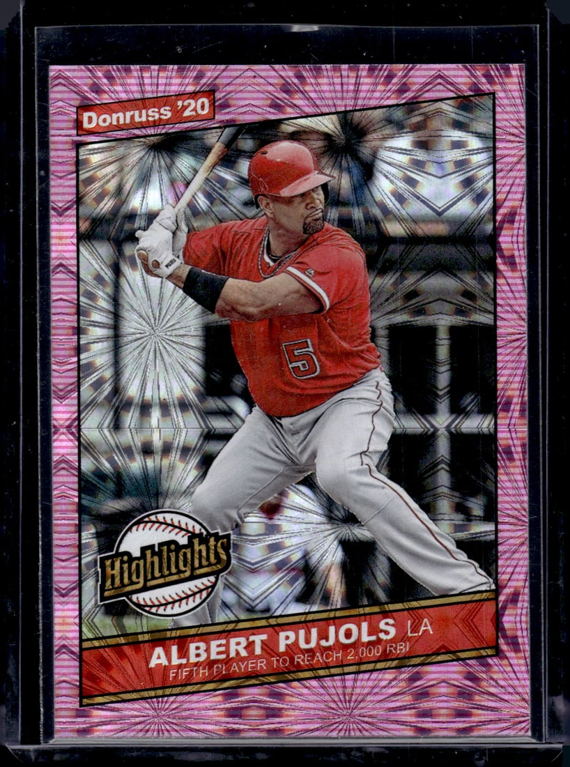 Albert Pujols Highlights Pink Fireworks 2020 Panini Donruss #H-3: Albert Pujols Highlights Pink Fireworks 2020 Panini Donruss #H-3