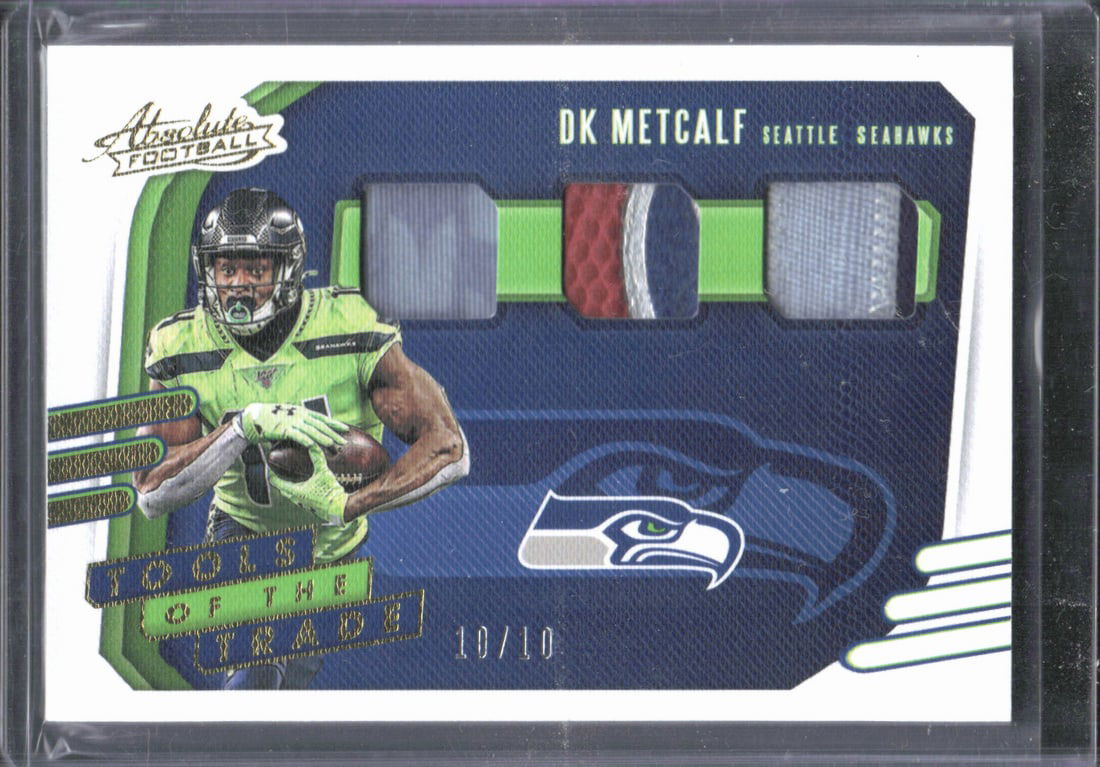 DK Metcalf Tools of the Trade Gold Triple Patch /10 2020 Panini Absolute #TTT-15 (1 of 2)