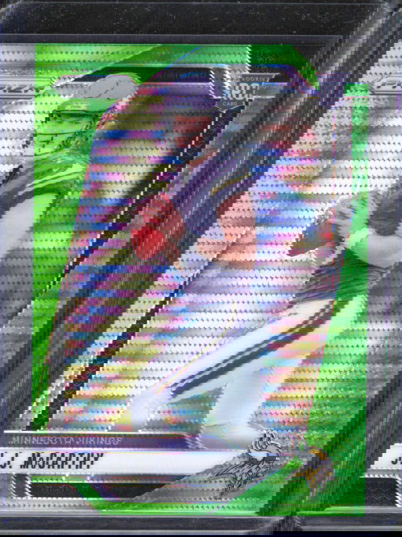 J.J. McCarthy Neon Green Pulsar Prizm RC 2024 Panini Prizm #400 (1 of 2)