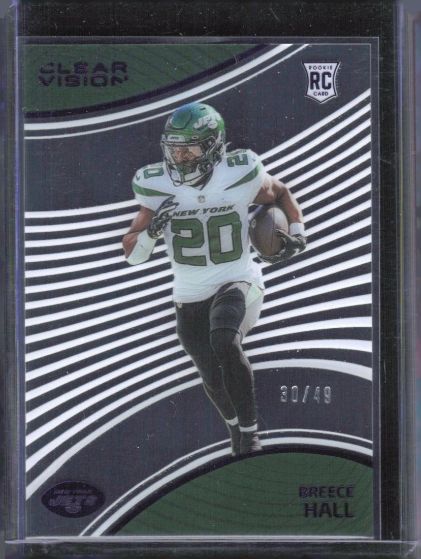 Breece Hall Clear Vision Purple RC /49 2022 Panini Chronicles #CVR-2 (1 of 2)