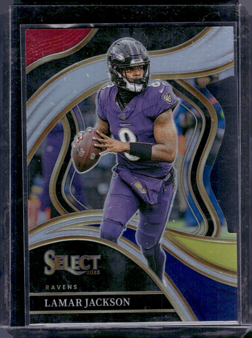 Lamar Jackson Red/Yellow Prizm Club Level Die Cut 2023 Panini Select #241 (1 of 2)