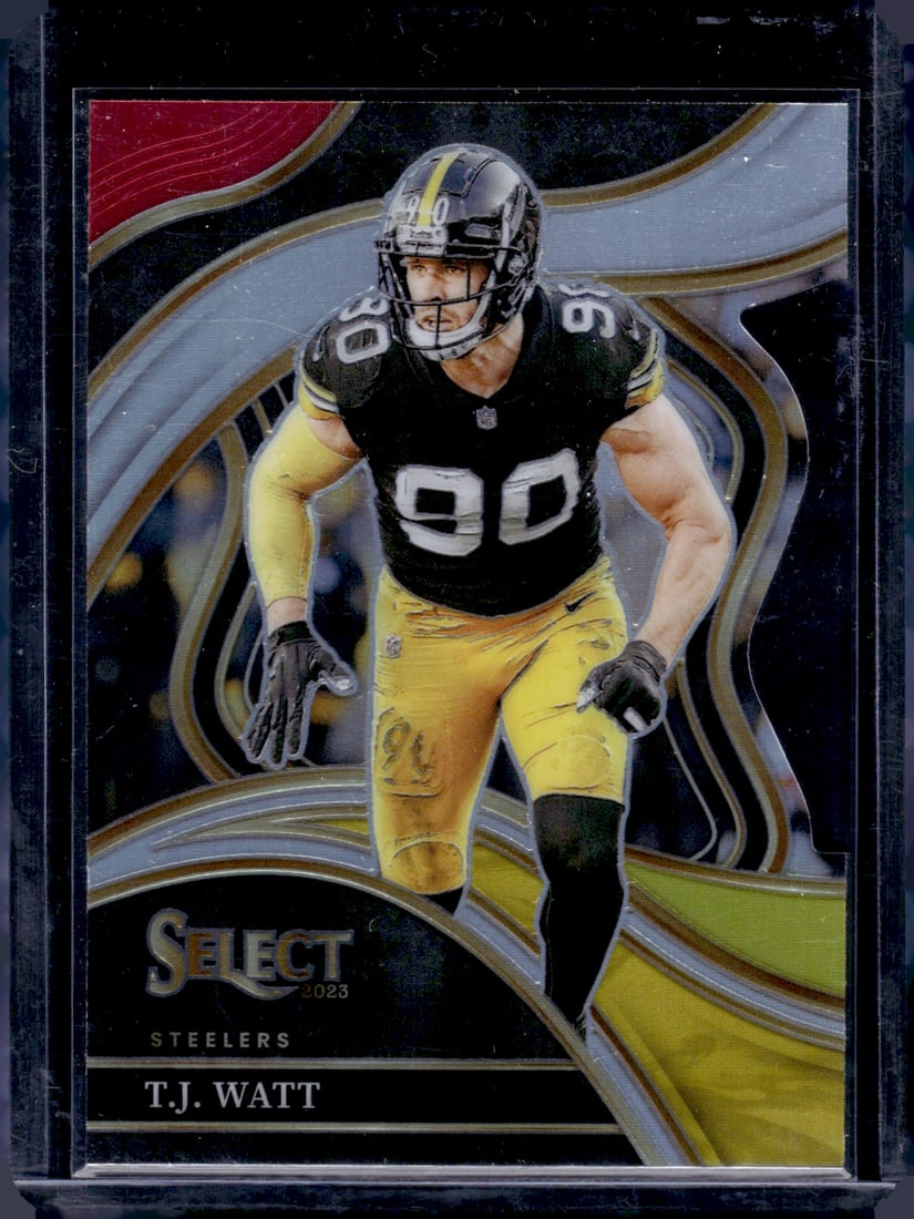 Tj Watt Red/Yellow Prizm Club Level Die Cut 2023 Panini Select #217 (1 of 2)