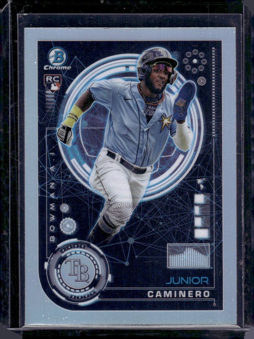 Junior Caminero AI Refractor RC 2024 Bowman Chrome #BAI-20: Junior Caminero AI Refractor RC 2024 Bowman Chrome #BAI-20