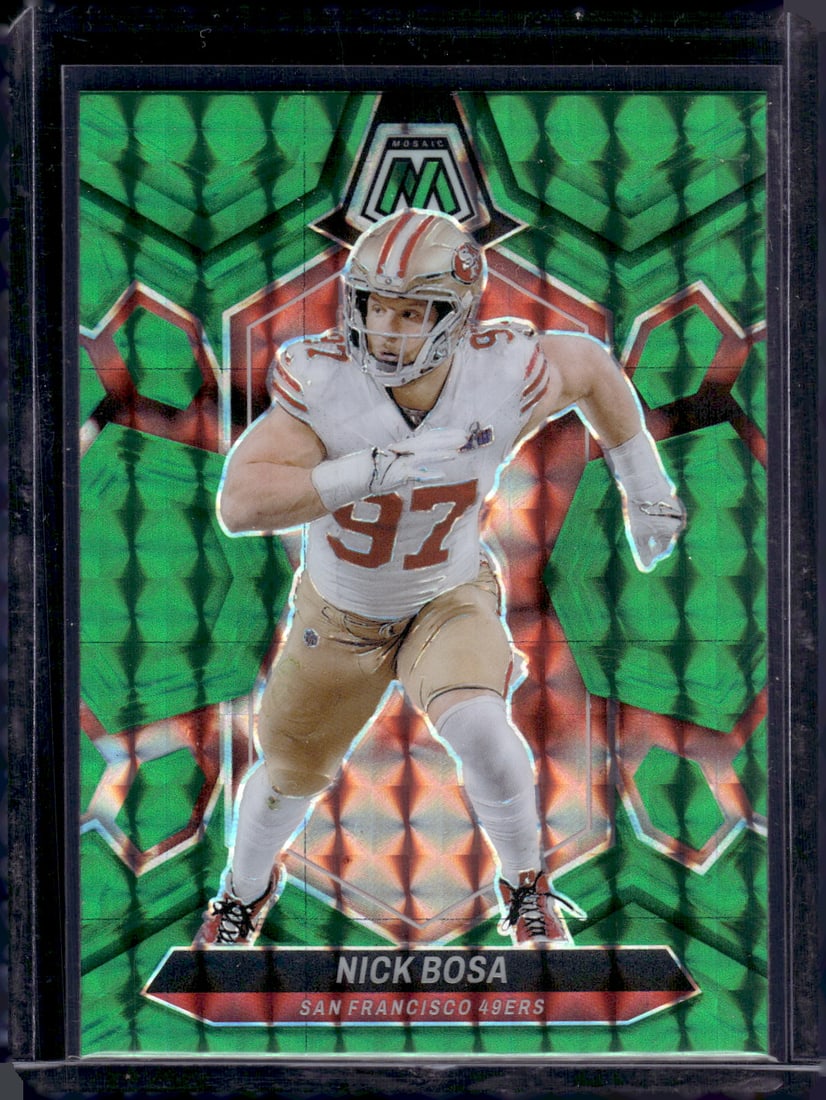 Nick Bosa Green Mosaic Prizm 2024 Panini Mosaic #195: Nick Bosa Green Mosaic Prizm 2024 Panini Mosaic #195