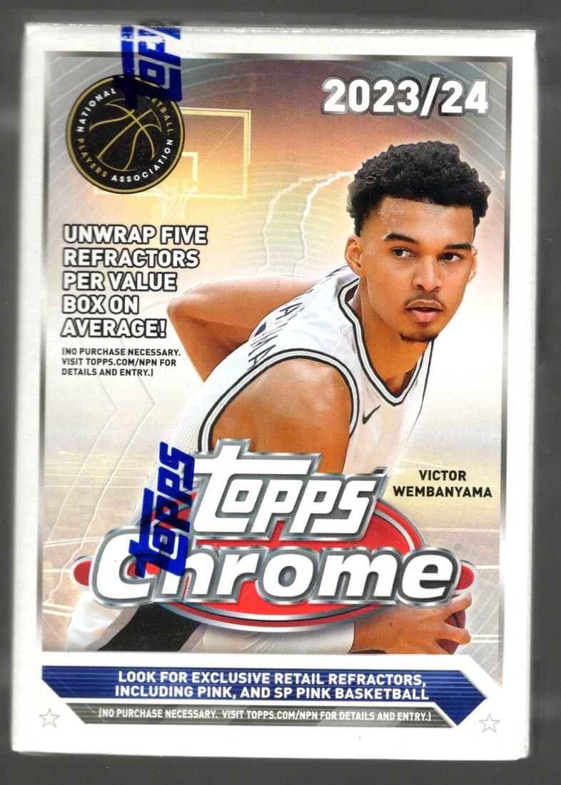 2023-24 Topps Chrome Basketball Blaster Box - Victor Wembanyama, Refractors, Green Topps Logo Refrac (1 of 1)