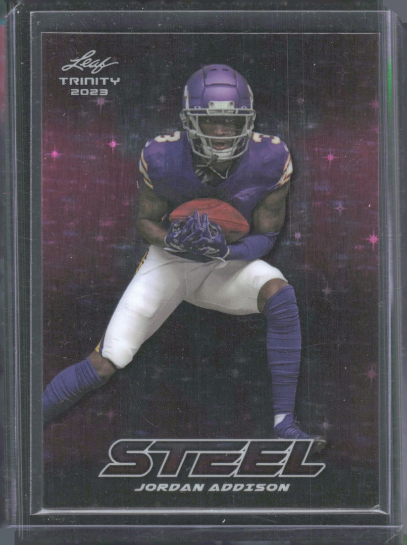 Jordan Addison Rookie Card Steel /25 2023 Leaf Trinity #S-51 (1 of 2)