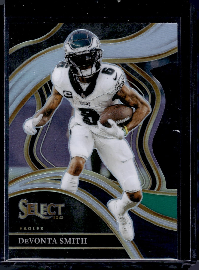 DeVonta Smith Black/Green Prizm Club Level Die Cut 2023 Panini Select #272 (1 of 2)