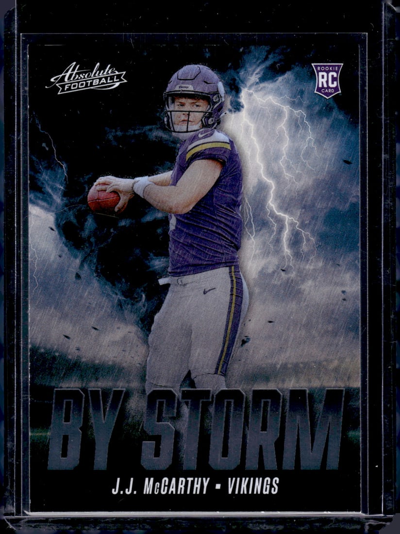 JJ McCarthy By Storm RC 2024 Panini Absolute #BS-JMY: JJ McCarthy By Storm RC 2024 Panini Absolute #BS-JMY