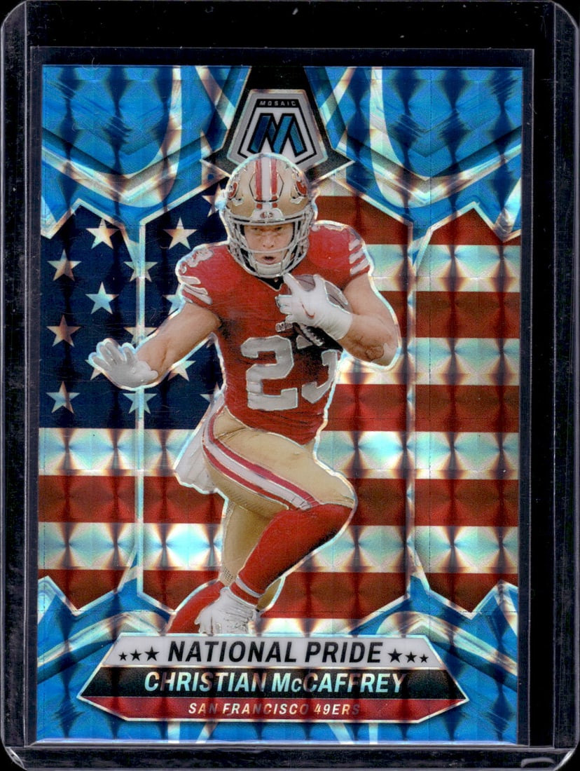 Christian McCaffrey National Pride Blue Reactive Prizm 2024 Panini Mosaic #256 (1 of 2)