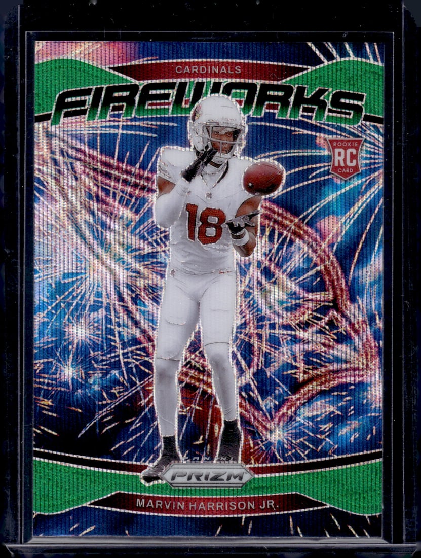 Marvin Harrison Jr. Fireworks Green Wave Prizm RC 2024 Panini Prizm #20: Marvin Harrison Jr. Fireworks Green Wave Prizm RC 2024 Panini Prizm #20