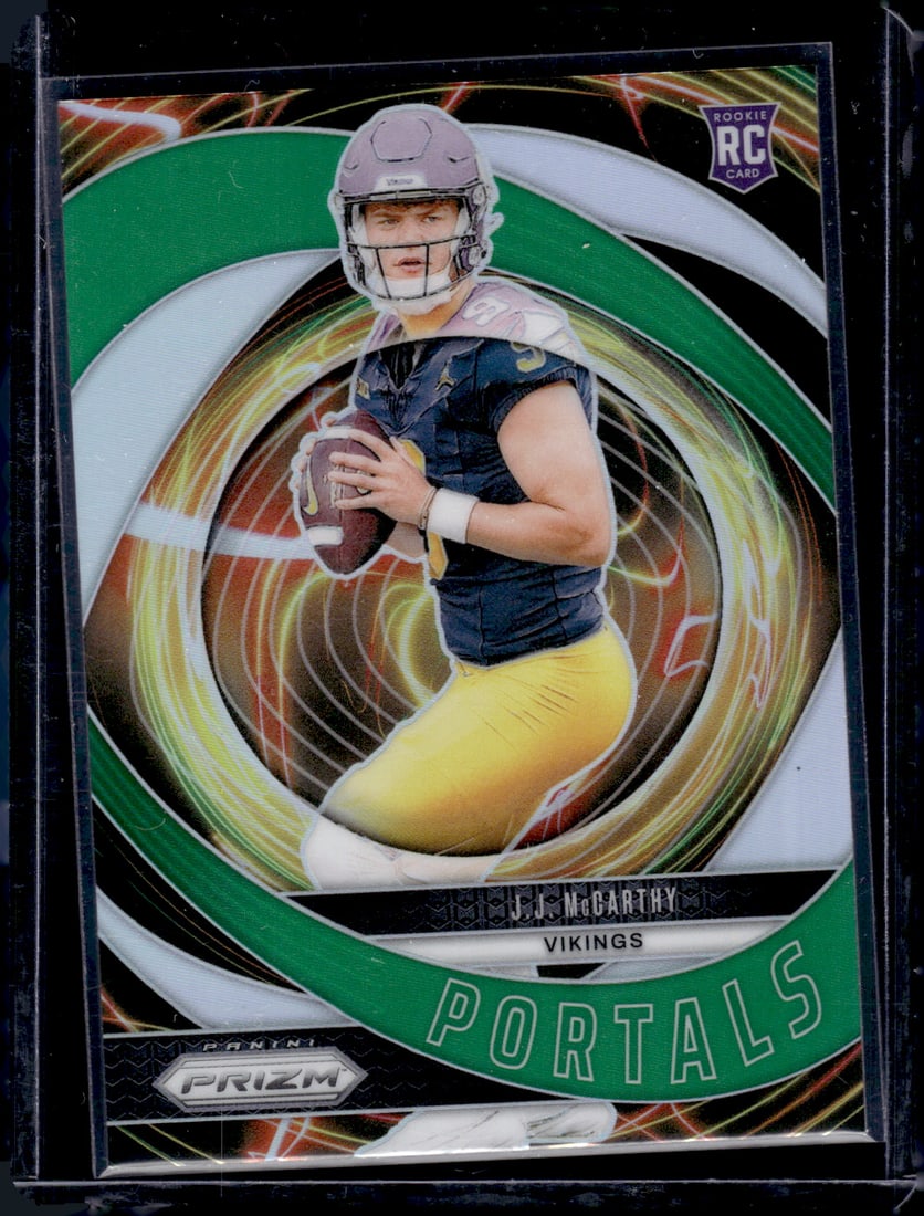 JJ McCarthy Green Prizm Portals RC 2024 Panini Prizm #7: JJ McCarthy Green Prizm Portals RC 2024 Panini Prizm #7