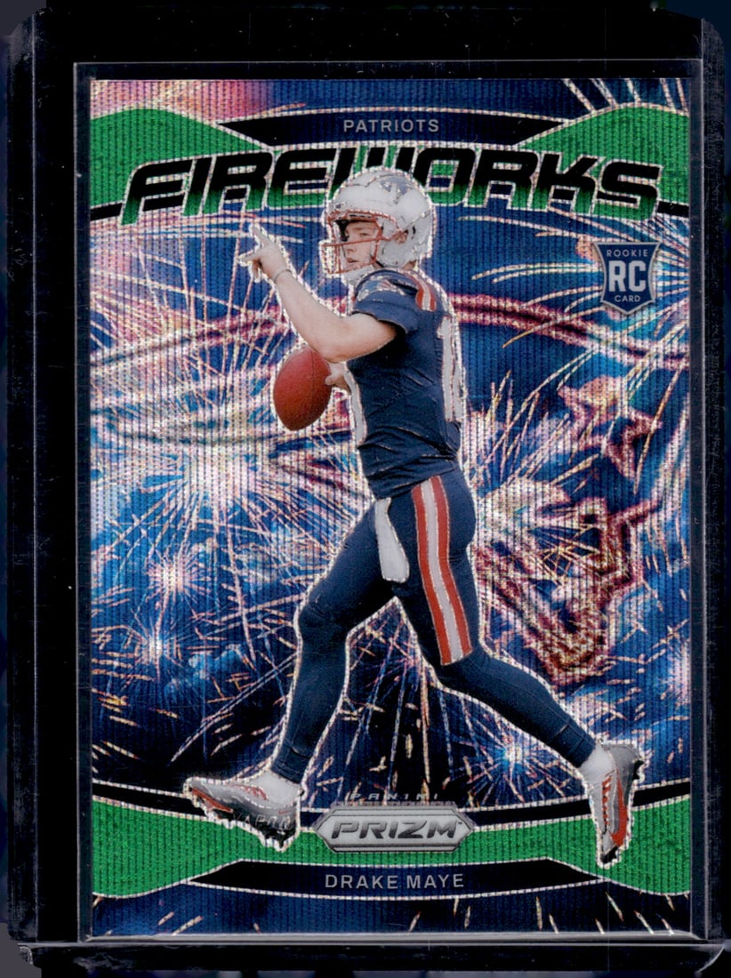 Drake Maye Fireworks Green Wave Prizm RC 2024 Panini Prizm #22: Drake Maye Fireworks Green Wave Prizm RC 2024 Panini Prizm #22