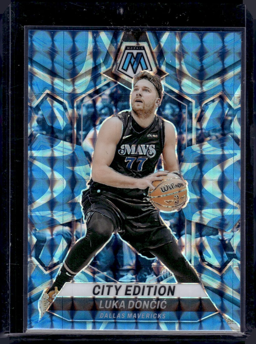 Luka Donic City Edition Blue Reactive Prizm 2023-24 Panini Mosaic #285: Luka Donic City Edition Blue Reactive Prizm 2023-24 Panini Mosaic #285