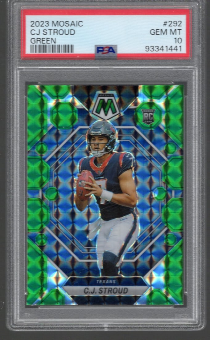 Cj Stroud Green Mosaic Prizm RC 2023 Panini Mosaic #292 PSA 10 (1 of 2)