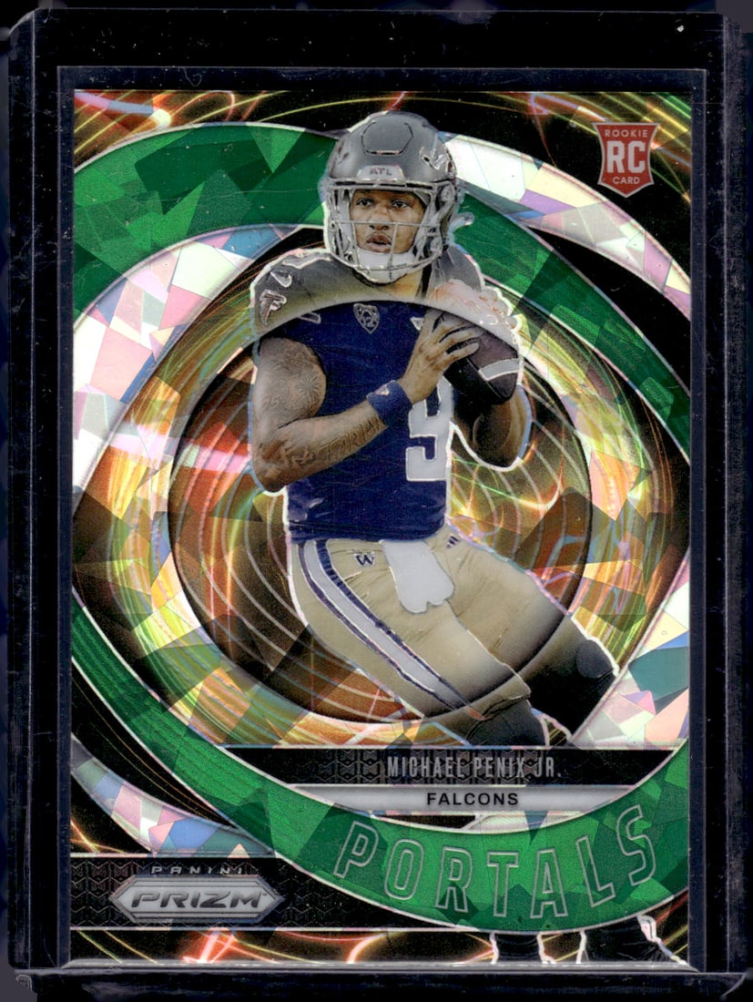 Michael Penix Jr. Green Cracked Ice Portals RC 2024 Panini Prizm #6: Michael Penix Jr. Green Cracked Ice Portals RC 2024 Panini Prizm #6