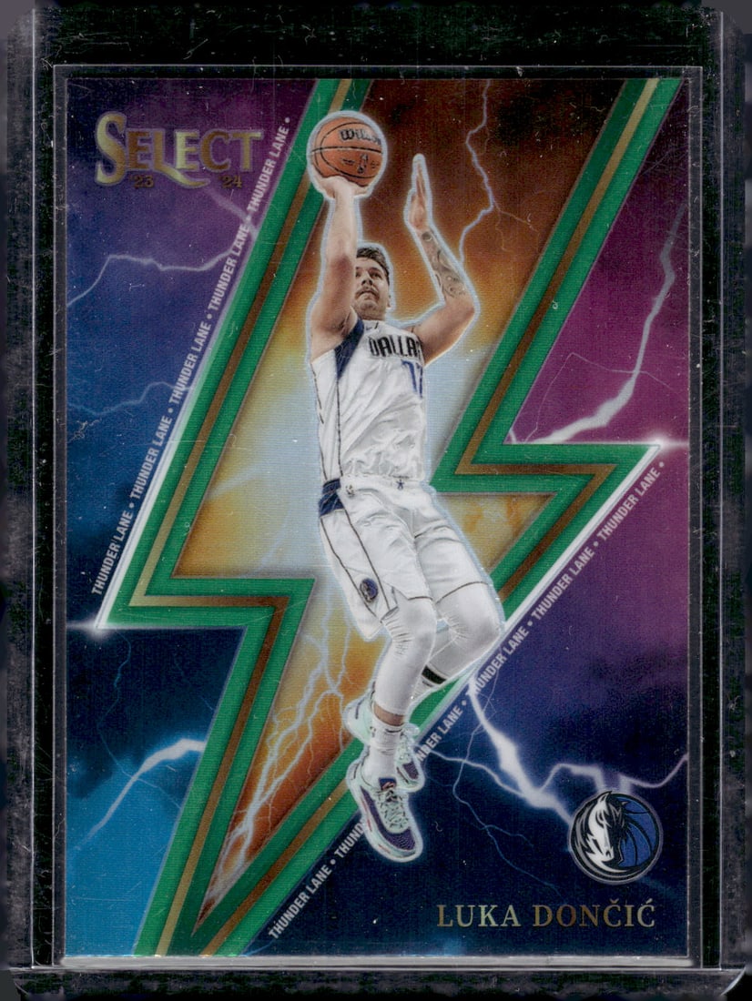 Luka Doncic Thunder Lane Green Prizm 2023-24 Panini Select #3 (1 of 2)