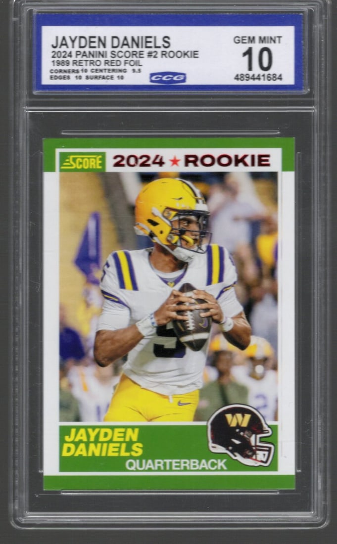 Jayden Daniels Red Foil RC 2024 Panini Score #2 CCG 10: Jayden Daniels Red Foil RC 2024 Panini Score #2 CCG 10
