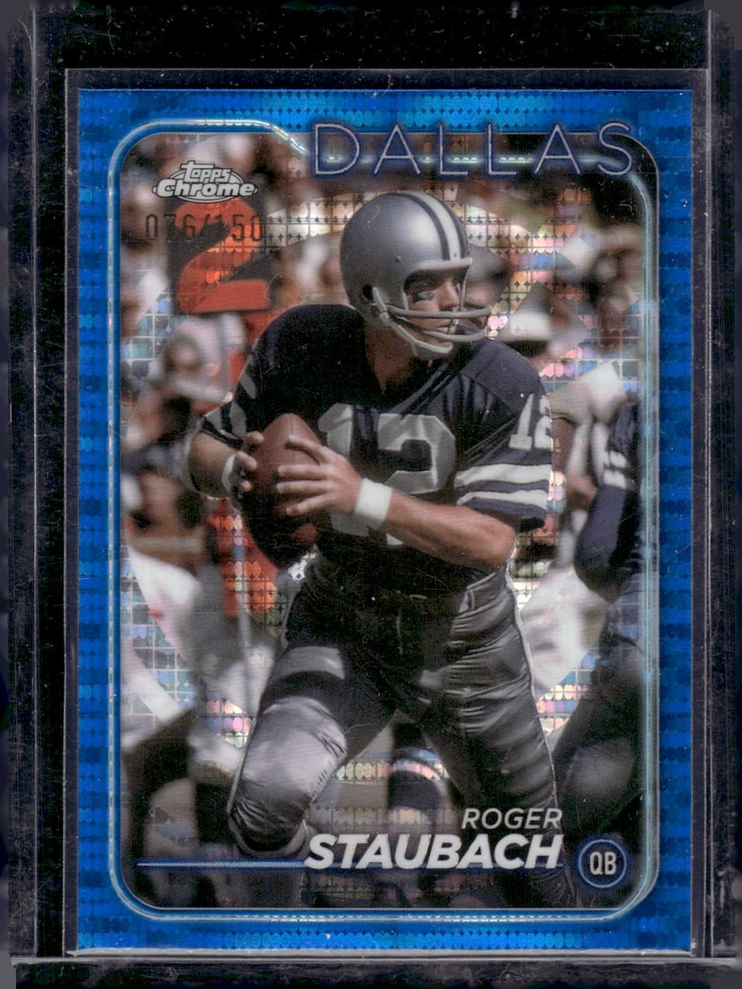 Roger Staubach Blue Sonar Refractor /150 2024 Topps Chrome #39: Roger Staubach Blue Sonar Refractor /150 2024 Topps Chrome #39
