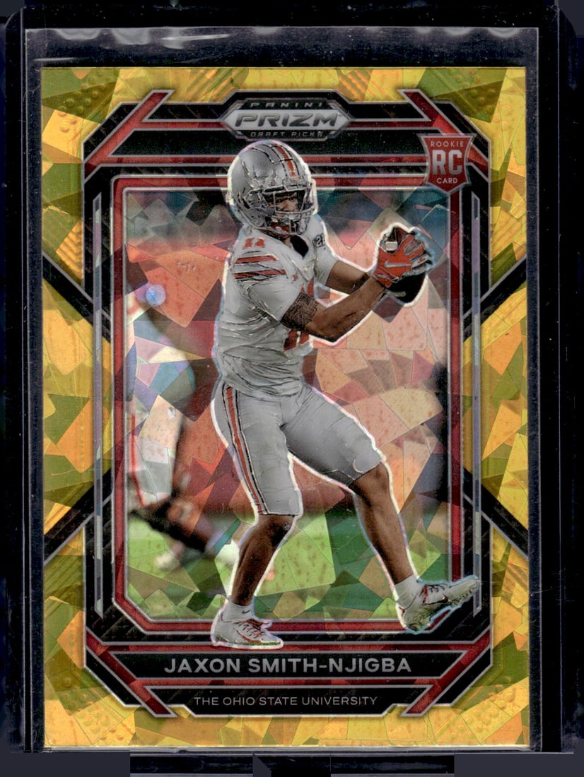 Jaxon Smith-Njigba Gold Cracked Ice RC 2023 Panini Prizm Draft Picks #135: Jaxon Smith-Njigba Gold Cracked Ice RC 2023 Panini Prizm Draft Picks #135