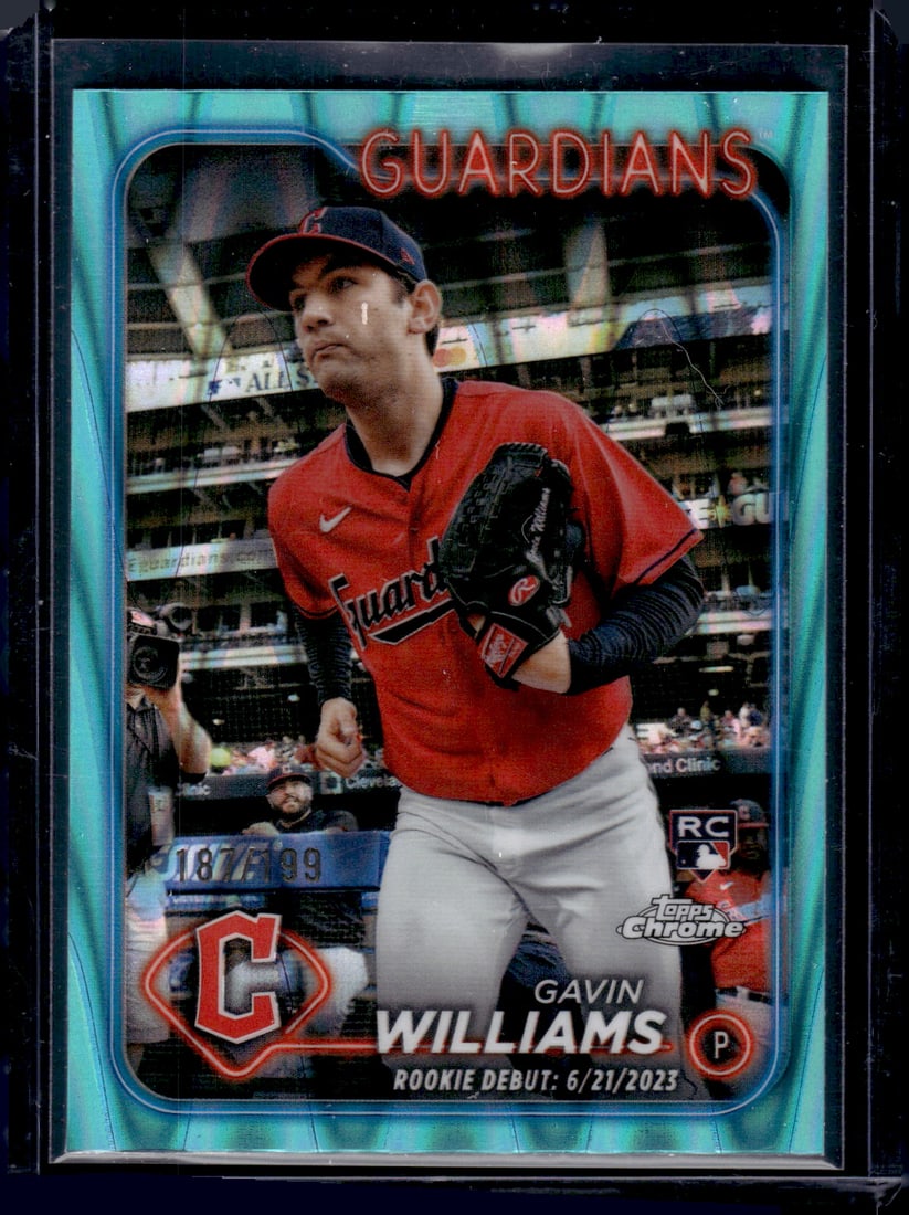Gavin Williams Aqua Raywave Refractor RC /199 2024 Topps Chrome Update #USC77: Gavin Williams Aqua Raywave Refractor RC /199 2024 Topps Chrome Update #USC77