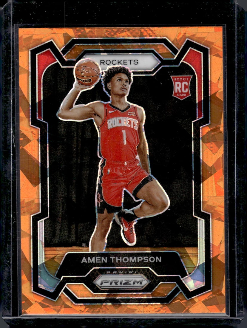 Amen Thompson Orange Cracked Ice RC 2023-24 Panini Prizm #150 (1 of 2)