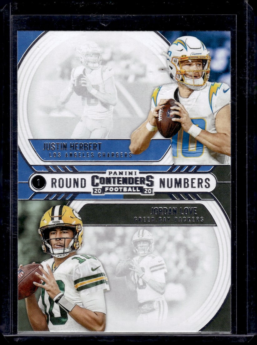 Justin Herbert/Jordan Love Dual RC 2020 Panini Contenders #RN-HL: Justin Herbert/Jordan Love Dual RC 2020 Panini Contenders #RN-HL