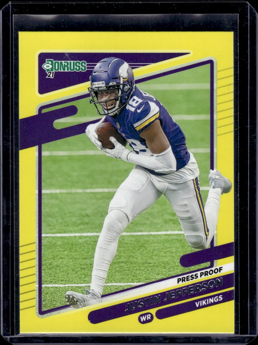 Justin Jefferson Press Proof Yellow 2021 Panini Donruss #127: Justin Jefferson Press Proof Yellow 2021 Panini Donruss #127