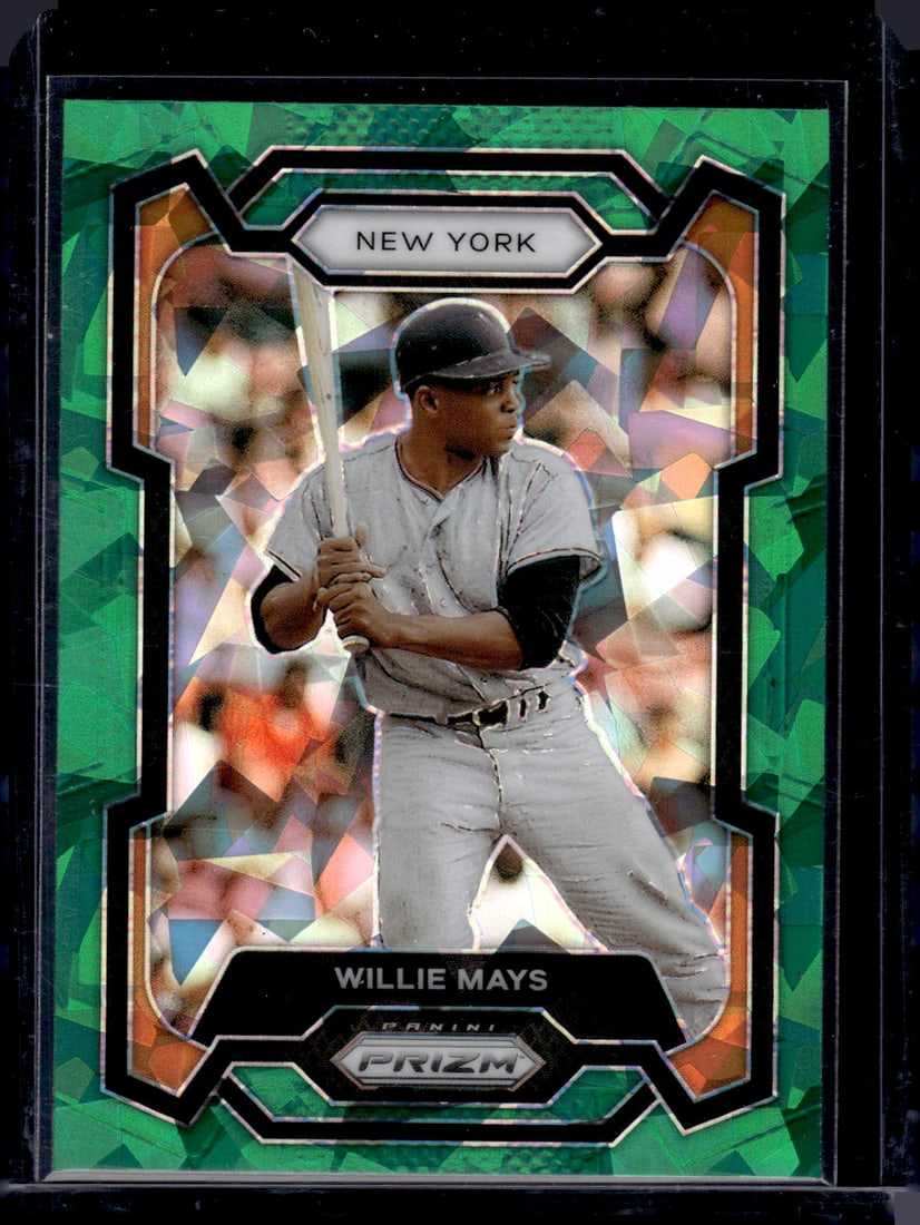 Willie Mays Green Cracked Ice 2024 Panini Prizm #10: Willie Mays Green Cracked Ice 2024 Panini Prizm #10