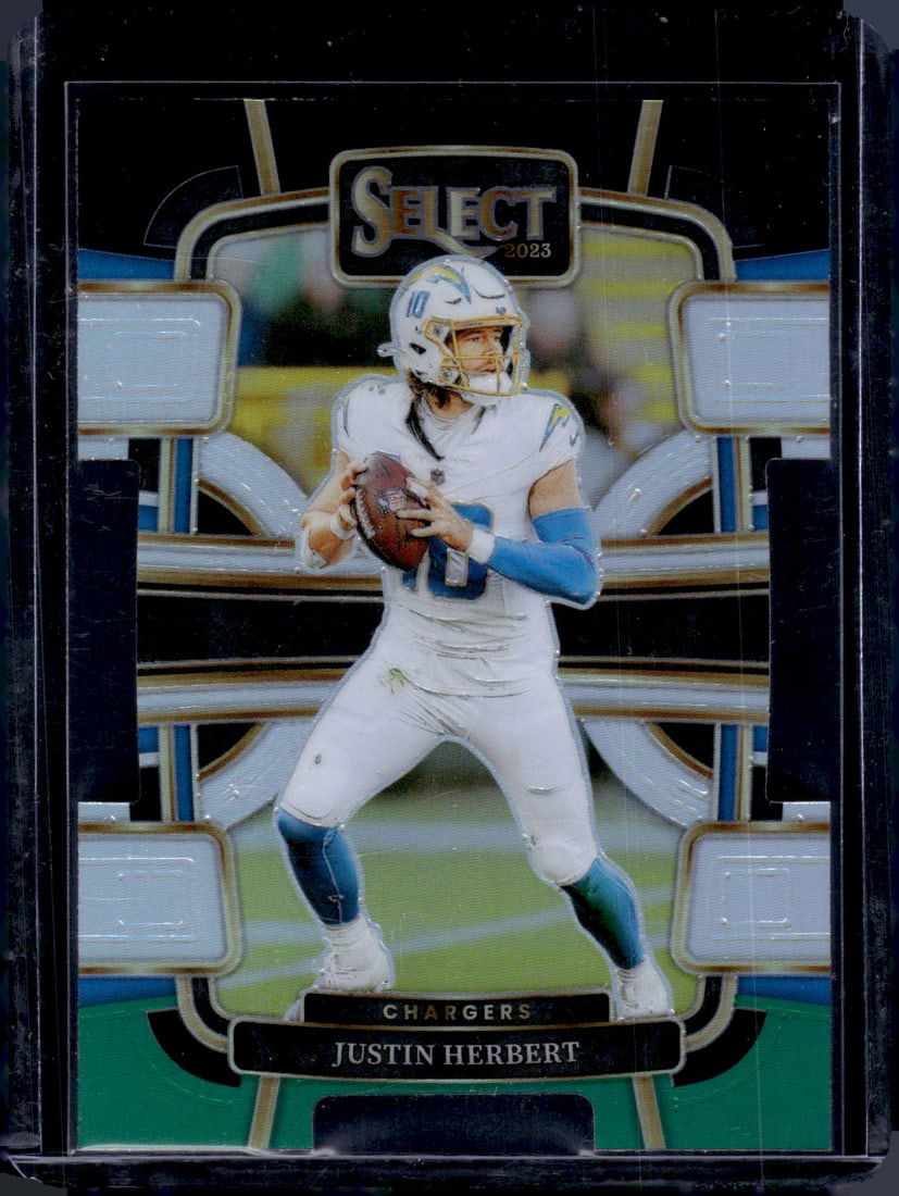 Justin Herbert Black/Green Prizm Die Cut 2023 Panini Select #52 (1 of 2)