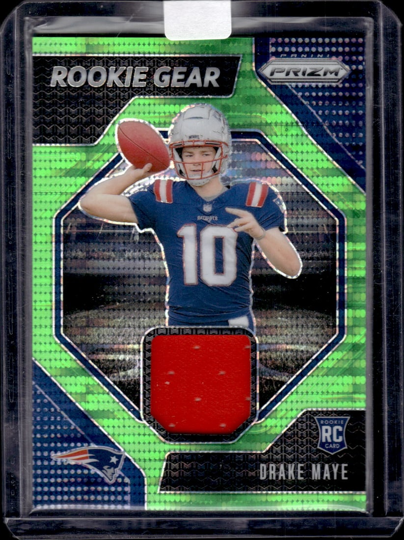 Drake Maye Neon Green Pulsar RC Patch 2024 Panini Prizm #RG-DME (1 of 2)