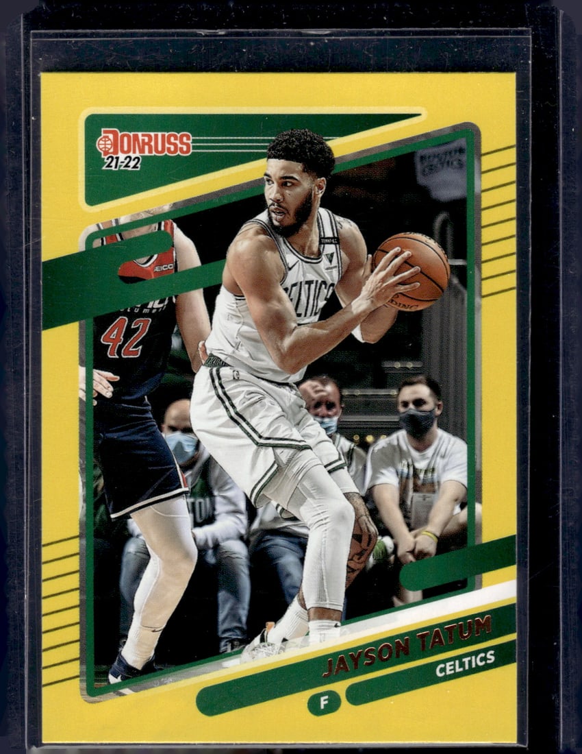 Jayson Tatum Yellow Flood 2021-22 Panini Donruss #60: Jayson Tatum Yellow Flood 2021-22 Panini Donruss #60