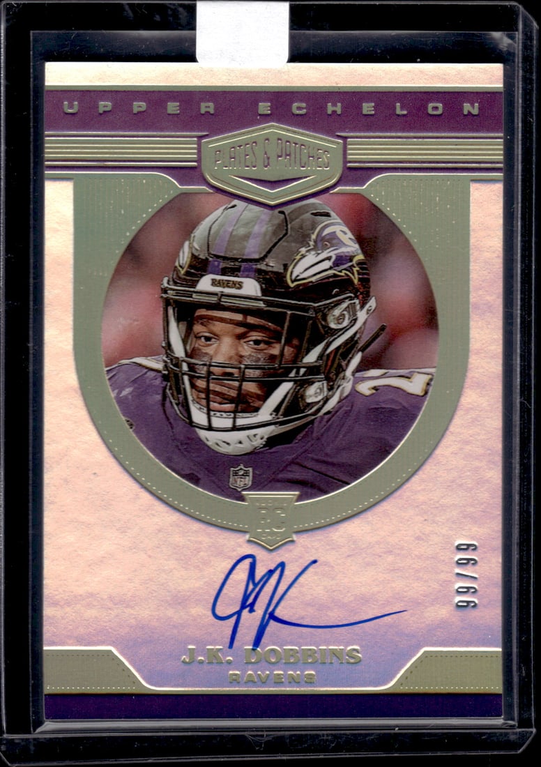 JK Dobbins RC Auto /99 2020 Panini Plates & Patches #UE-JK (1 of 2)