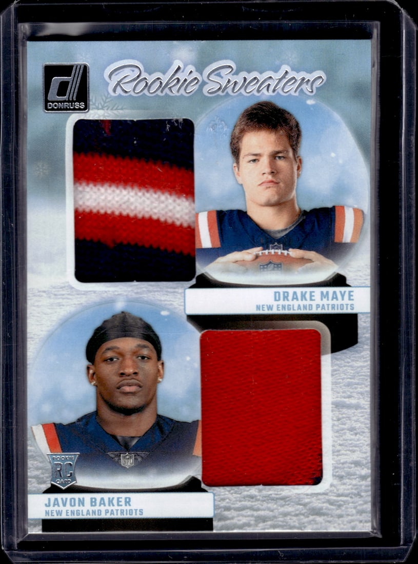 Drake Maye/Javon Baker Rookie Sweaters Dual Patch 2024 Panini Donruss #RHD-NE (1 of 2)