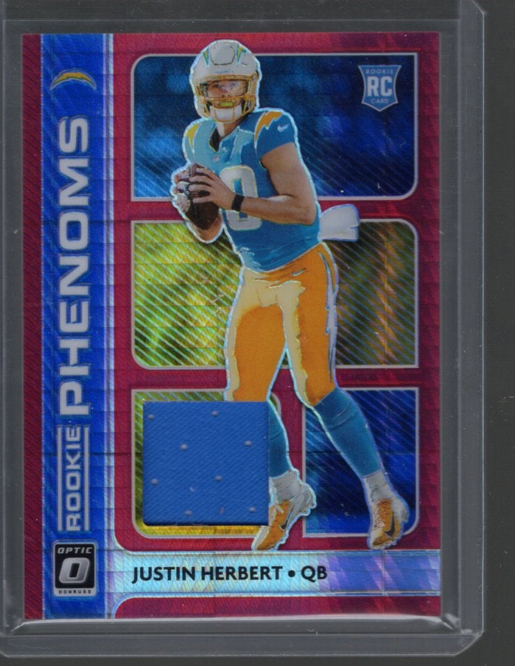 Justin Herbert Red Hyper Prizm RC Patch 2020 Panini Donruss Optic #RP-3 (1 of 2)