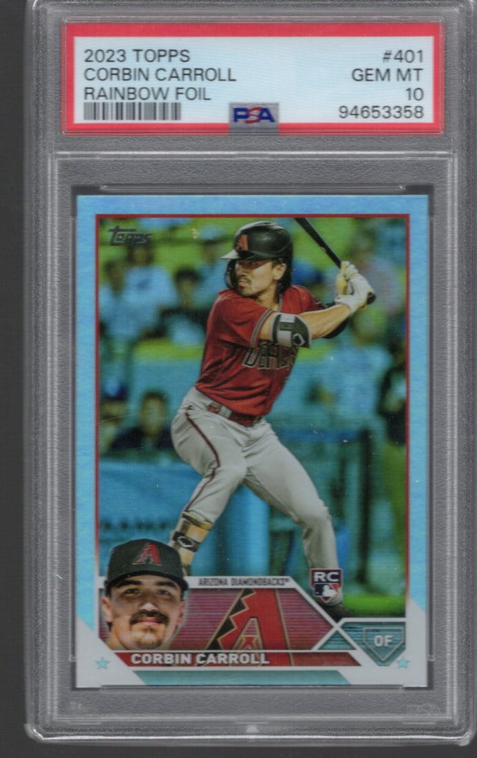 Corbin Carroll Rainbow Foil RC 2023 Topps #401 PSA 10 GEM MINT (1 of 2)