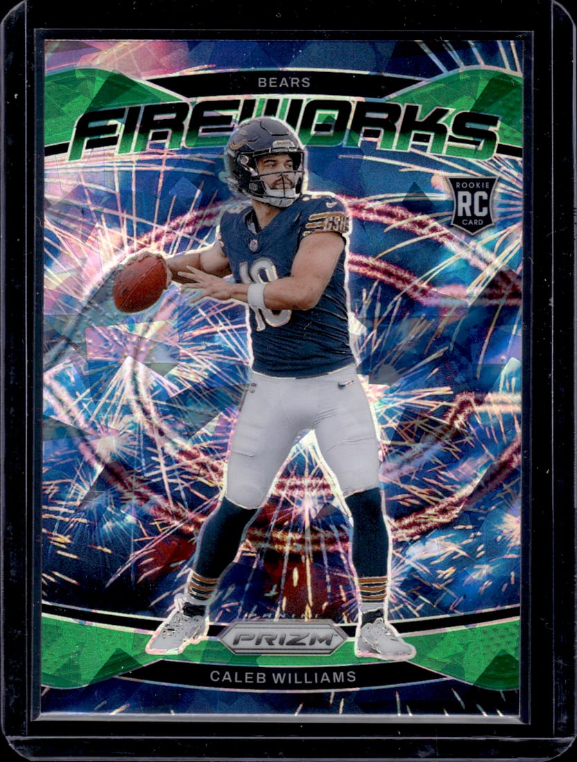 Caleb Williams Fireworks Green Cracked Ice RC SP 2024 Panini Prizm #25 (1 of 2)