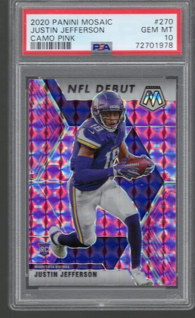 Justin Jefferson Pink Camo Prizm RC 2020 Panini Mosaic #270 PSA 10 GEM MINT (1 of 2)