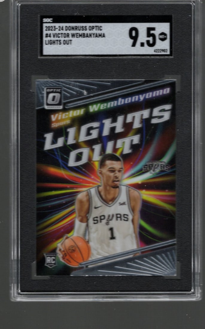 Victor Wembanyama Lights Out RC 2023-24 Donruss Optic #4 SGC 9.5: Victor Wembanyama Lights Out RC 2023-24 Donruss Optic #4 SGC 9.5