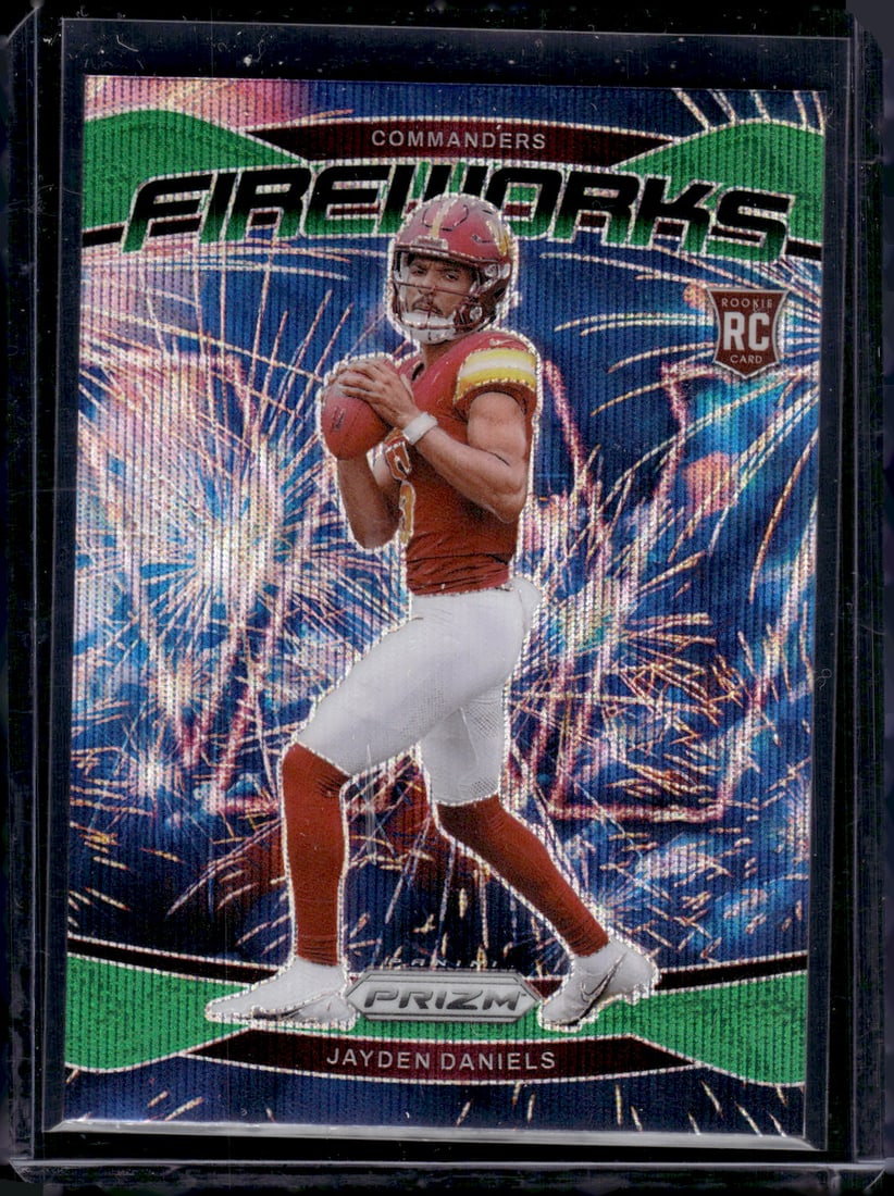 Jayden Daniels Fireworks Green Wave Prizm RC 2024 Panini Prizm #24: Jayden Daniels Fireworks Green Wave Prizm RC 2024 Panini Prizm #24